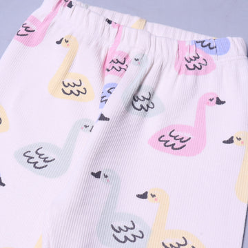 WHITE DUCKS PRINTED RIBBED FABRIC PAJAMA TROUSER